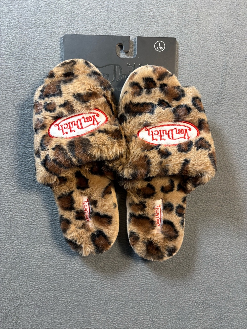 Von Dutch Leopard Faux-Fur Slide Slippers - Brown/Black